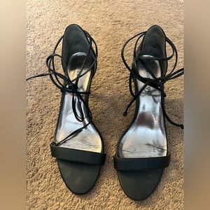 Madden girl black heels wrap ankle strap approximately 2 inch heel